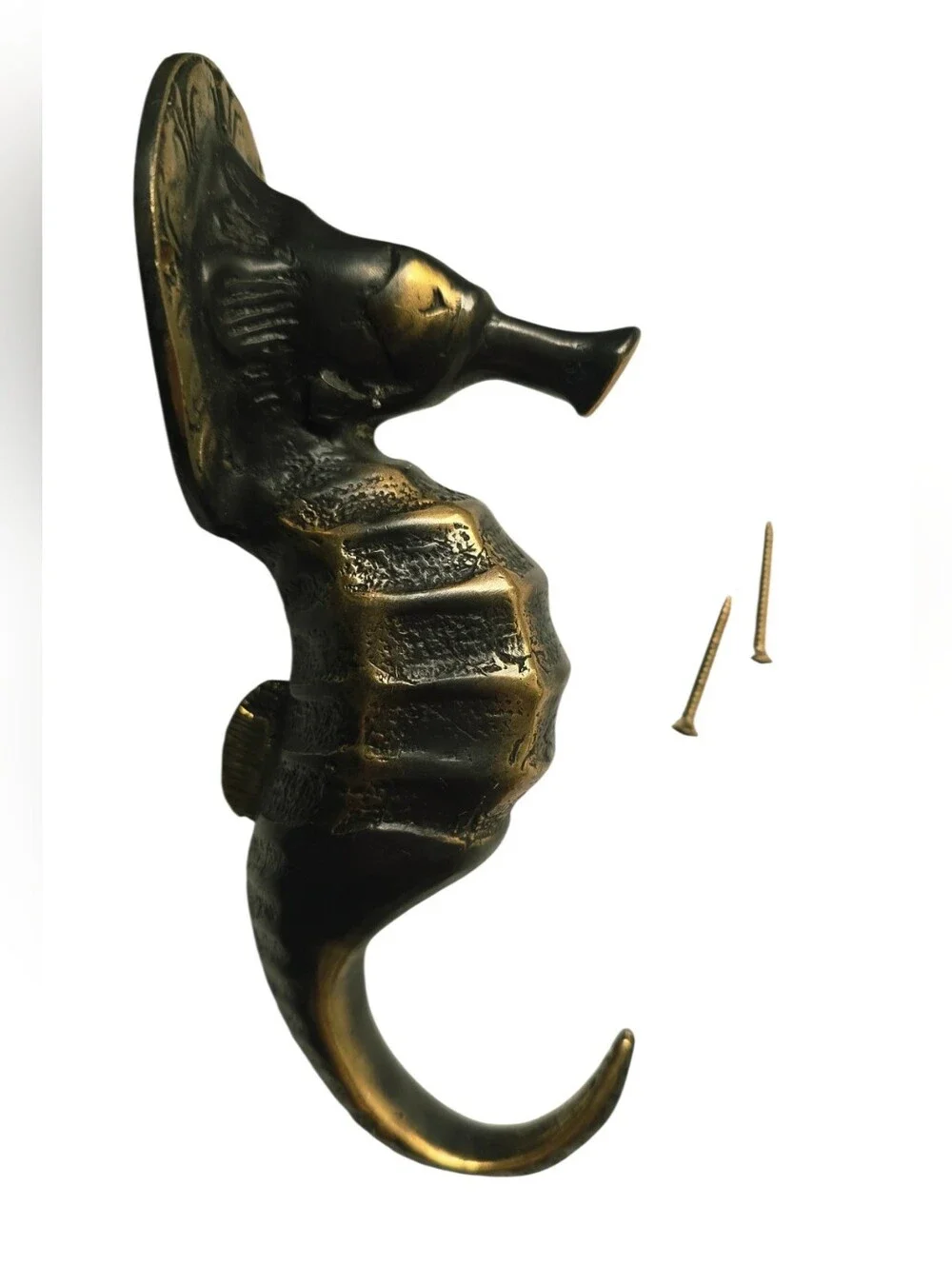 Brass Tone Seahorse Wall Hook 6.75